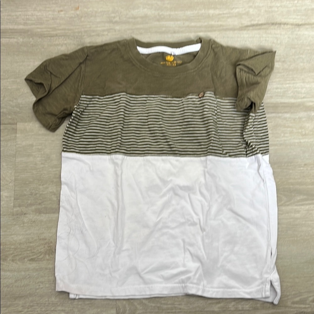 Kids' Olive and White Striped T-Shirt